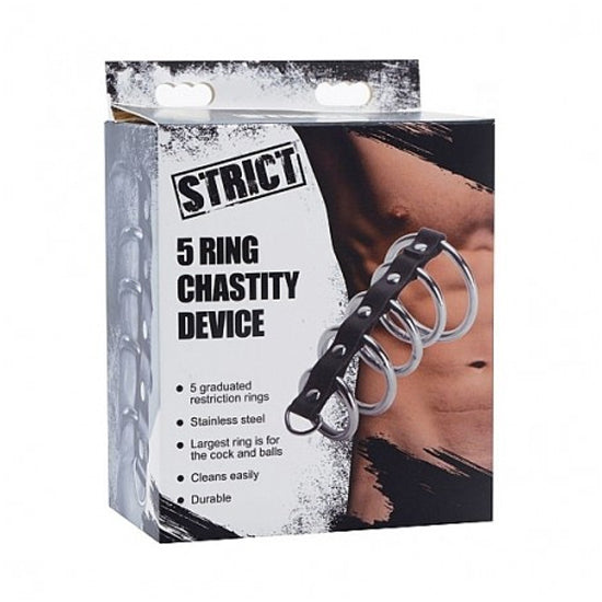 Anillo Castidad Strict Leather 5 Ring Chastity Device - Cake Sex Shop