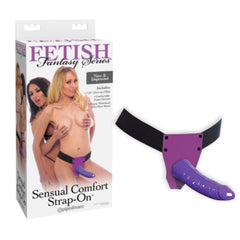 Dildo Fetish Fantasy Series Sensual Comfort Strap-On Dildo 8"- Purple/Black - Cake Sex Shop