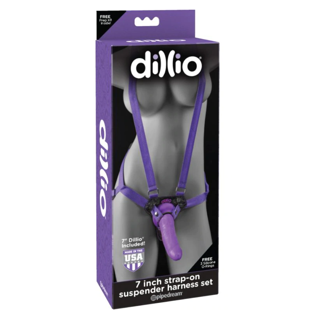 Dildo Dillio Strap-On Suspender Harness Set 7'' purple Cake Sex Shop México