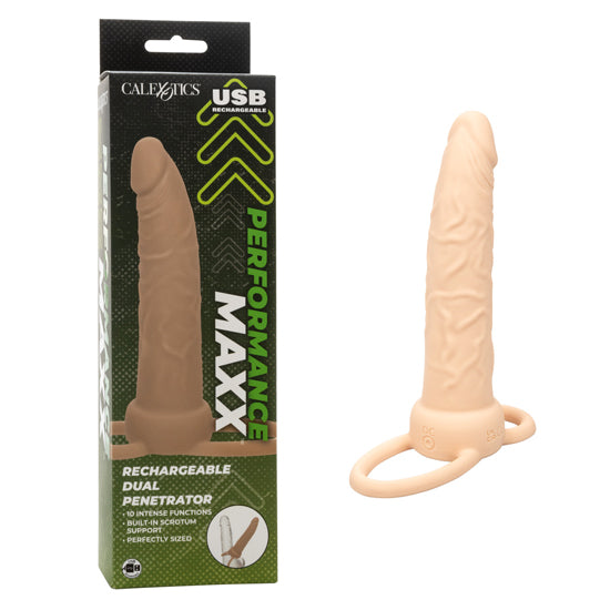 Dildo Rechargeable Accomodator Dual Penetrator- Ivory Calexotics Dildos Juguete Sexuales Sex Shop Tienda para Adultos