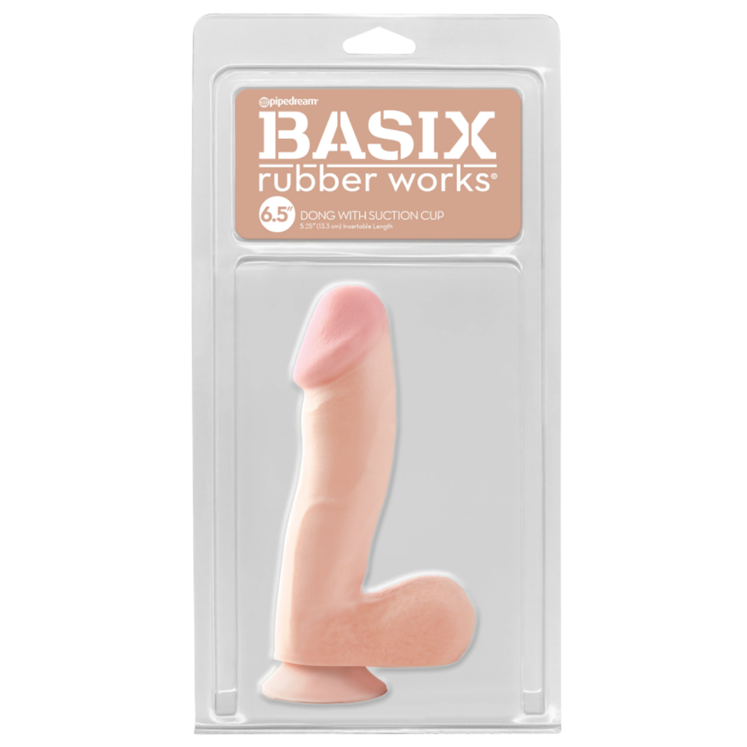 Dildo Basix Rubber Works 6.5" Suction Cup Dong Flesh - Cake Sex Shop