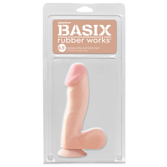 Dildo Basix Rubber Works 6.5" Suction Cup Dong Flesh - Cake Sex Shop