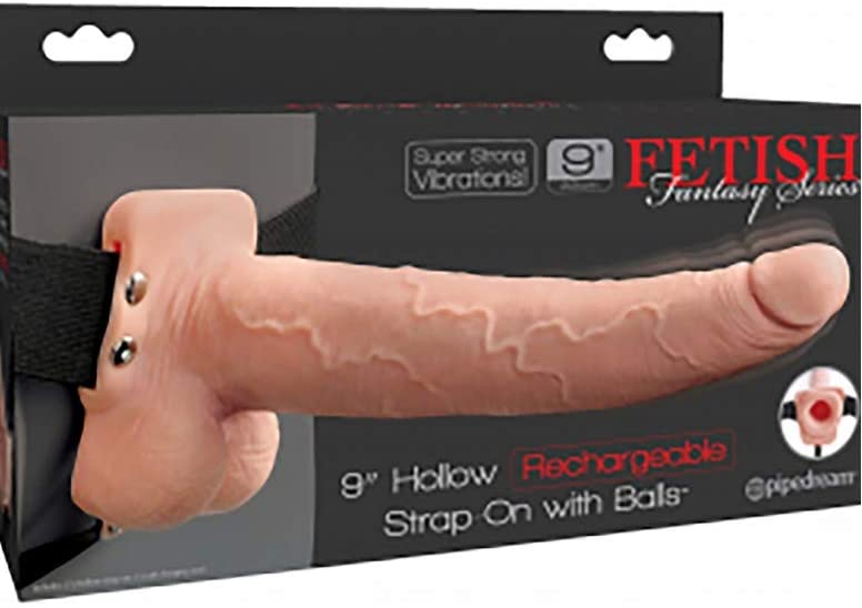 Dildo Hollow Rechargeable Strap-On With Balls 9” - Cake Sex Shop