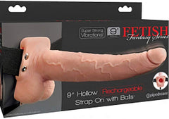 Dildo Hollow Rechargeable Strap-On With Balls 9” - Cake Sex Shop