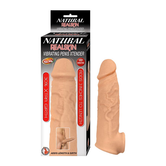 Extensión Natural Realskin Vibrating Penis Xtender - White - Cake Sex Shop