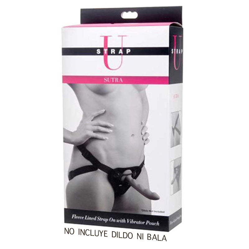 Arnés Su Sutra Fleece-Lined Strap On Harness With Vibrator Poch - Cake Sex Shop