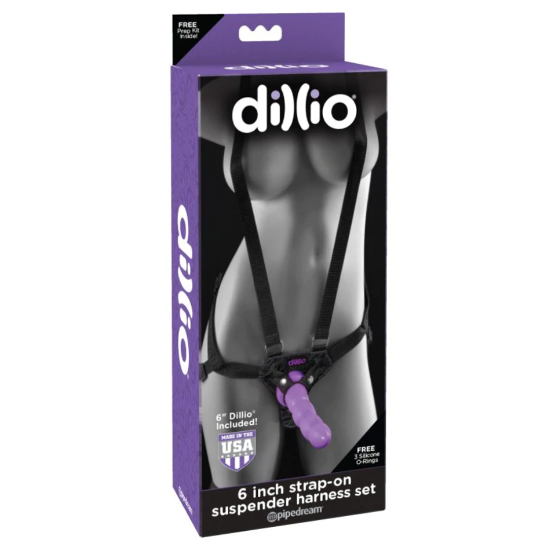 Dildo Dillio Strap-On Suspender Harness Set 6'' purple Cake Sex Shop México