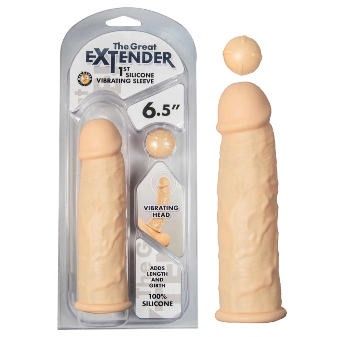 The Great Extender 1St Silicone Vibrating Sleeve 6.5'' White - Cake Sex Shop