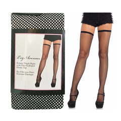 Medias Elastic Top Fishnet Thigh Highs - Black - Cake Sex Shop