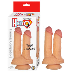 Dildo Hero Twin Fuckers 6"- White Nasstoys Dildos Juguete Sexuales Sex Shop Tienda para Adultos