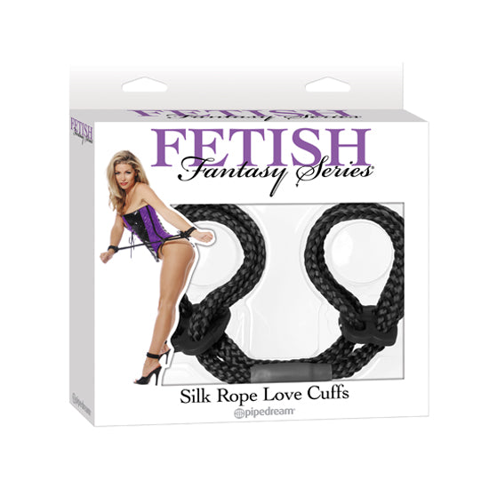 Esposas Fetish Fantasy Series Silk Rope Love Cuffs - Black - Cake Sex Shop