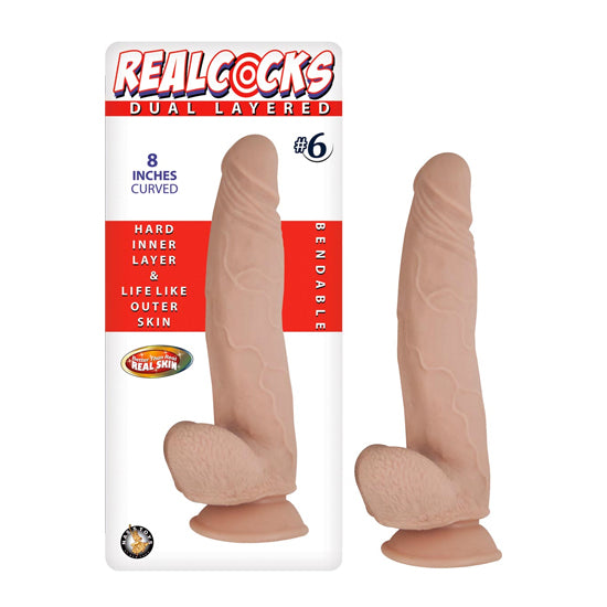 Dildo Realcocks Dual Layered #6 White 8" - Cake Sex Shop