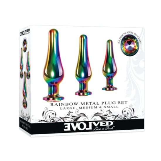 Juguete Anal Rainbow Metal Plug Set - Cake Sex Shop