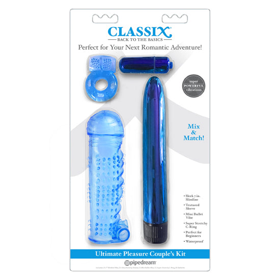 Set Classix Ultimate Pleasure Couples Kit - Blue - Cake Sex Shop