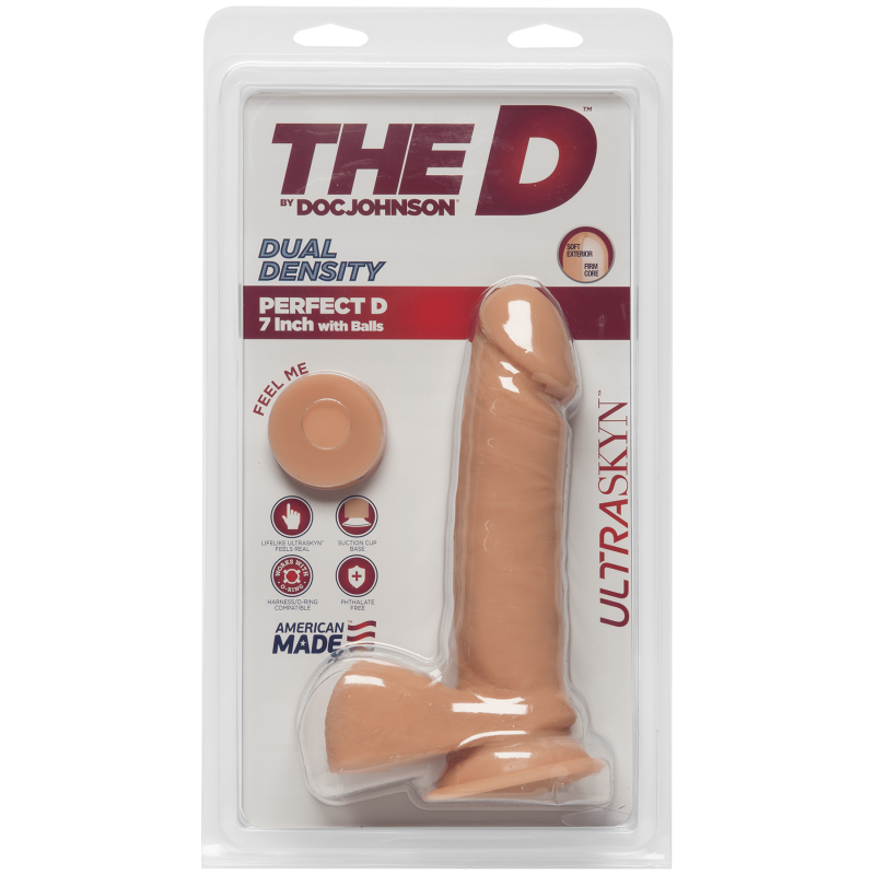 Dildo The D Ultraskyn 7" With Balls (Vanilla) - Cake Sex Shop