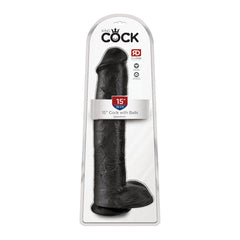 Dildo King Cock 15″ Cock with Balls – Black - Cake Sex Shop