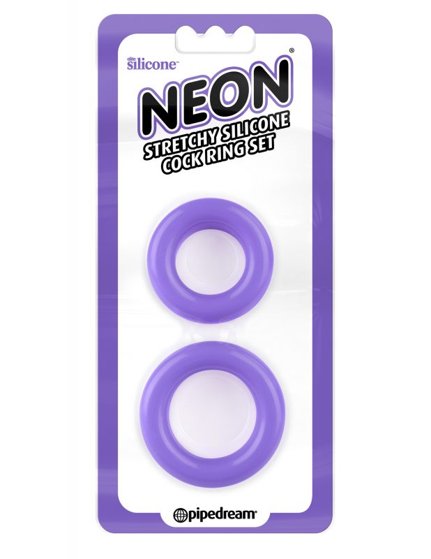 Anillos Neon Stretchy Silicone Cock Ring Set Purple - Cake Sex Shop