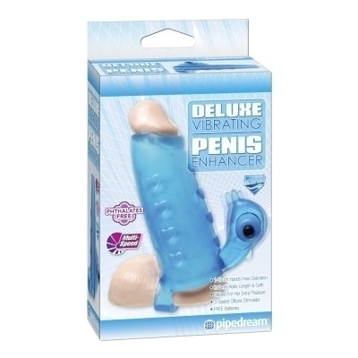 Funda Deluxe Vibrating Penis Enhancer Blue - Cake Sex Shop