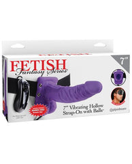 Arnes con Dildo Vibrating Hollow Strap On with Balls - 18 cm - Cake Sex Shop