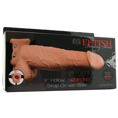 Dildo Fetish Fantasy 23 cm Hollow Squirting Strap-On With Balls Flesh - Cake Sex Shop