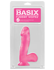 Dildo Basix Rubber Works 6.5" Dong With Suction Cup - Pink - Cake Sex Shop
