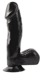 Dildo Basix Rubber Works 6.5" Dong With Suction Cup- Black - Cake Sex Shop 2