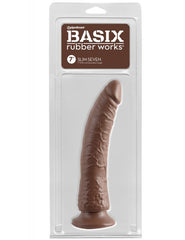 Dildo Basix Rubber Works Slim 7" - Brown - Cake Sex Shop