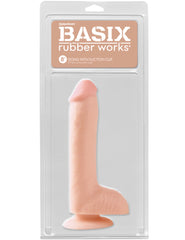 Dildo Basix Rubber Works 8" Dong With Suction Cup-Light - Cake Sex Shop