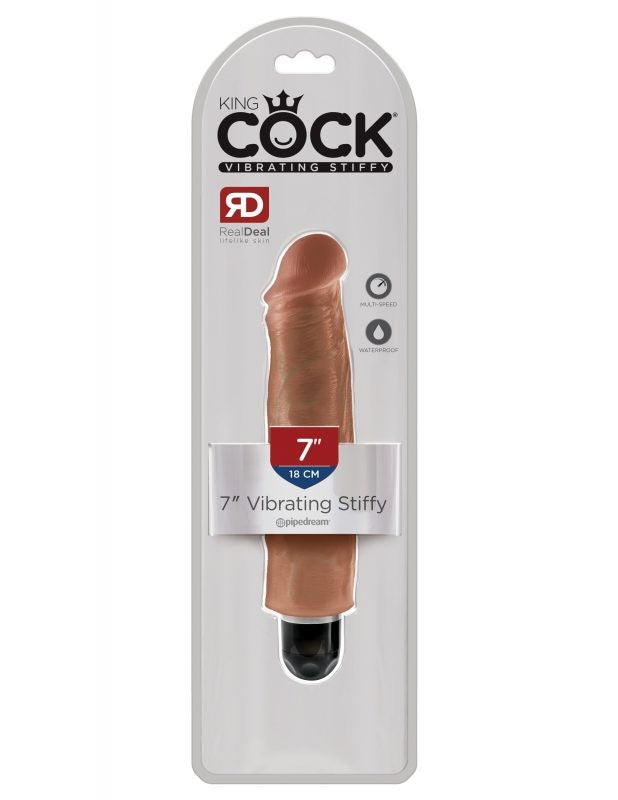 Dildo King Cock 7″ Vibrating Stiffy Tan - Cake Sex Shop