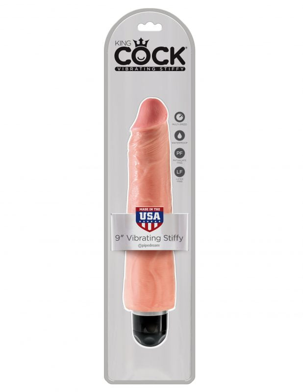Dildo King Cock 9″ Vibrating Stiffy – Flesh - Cake Sex Shop