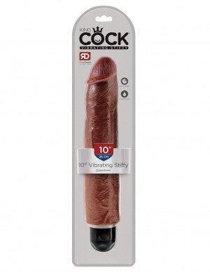 Dildo King Cock Vibrating Stiffy Brown 10" - Cake Sex Shop