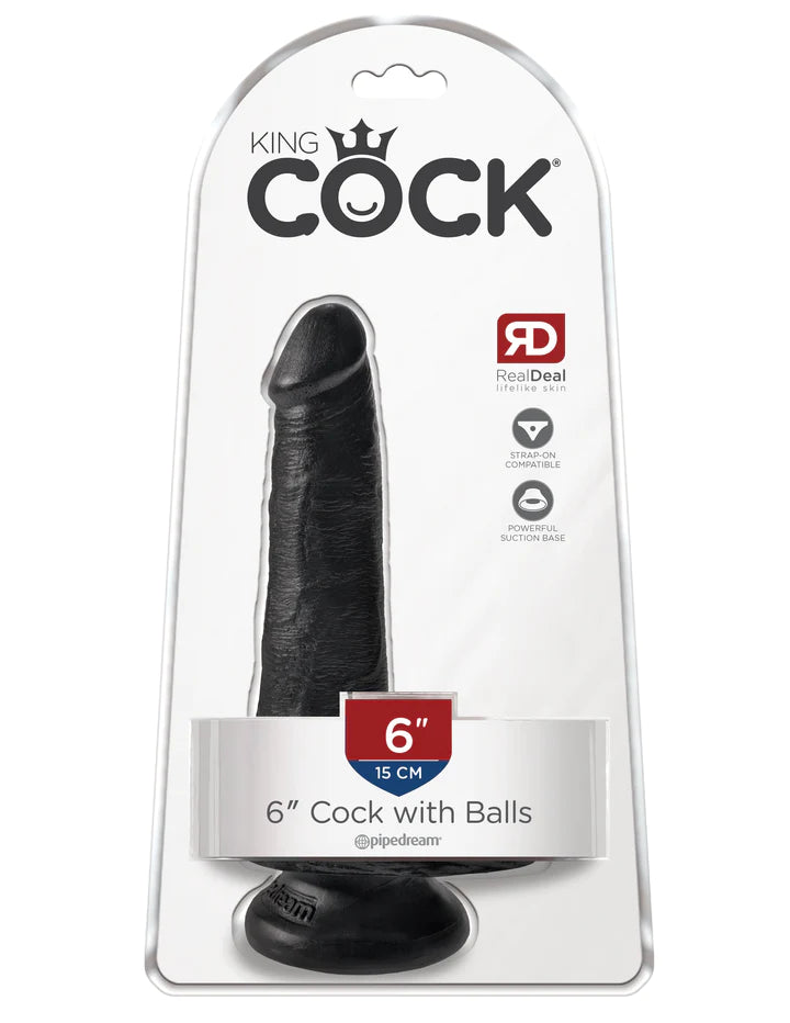 Dildo Consolador King Cock 6" Cock With Balls - Black Cake Sex Shop Juguetes Sexuales para Adultos