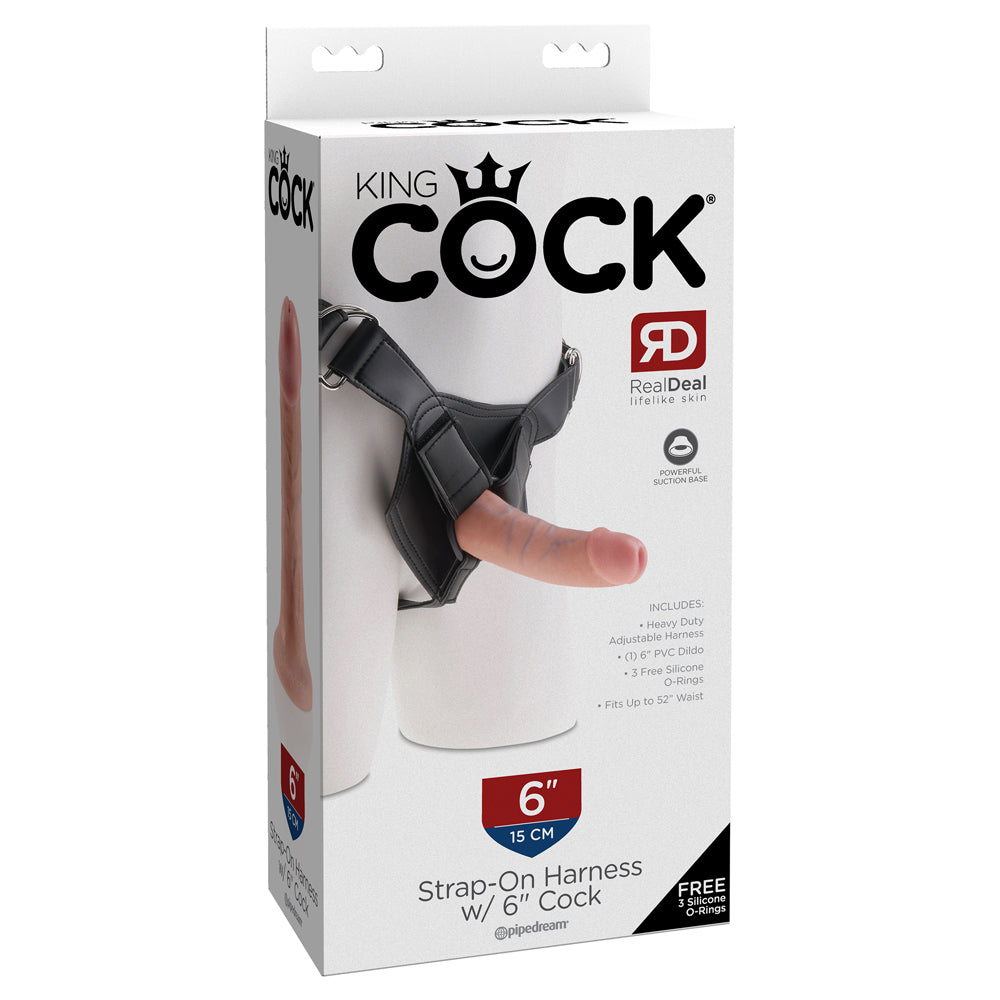 Dildo King Cock Strap-On Harness With Cock Tan 6″ Flesh - Cake Sex Shop