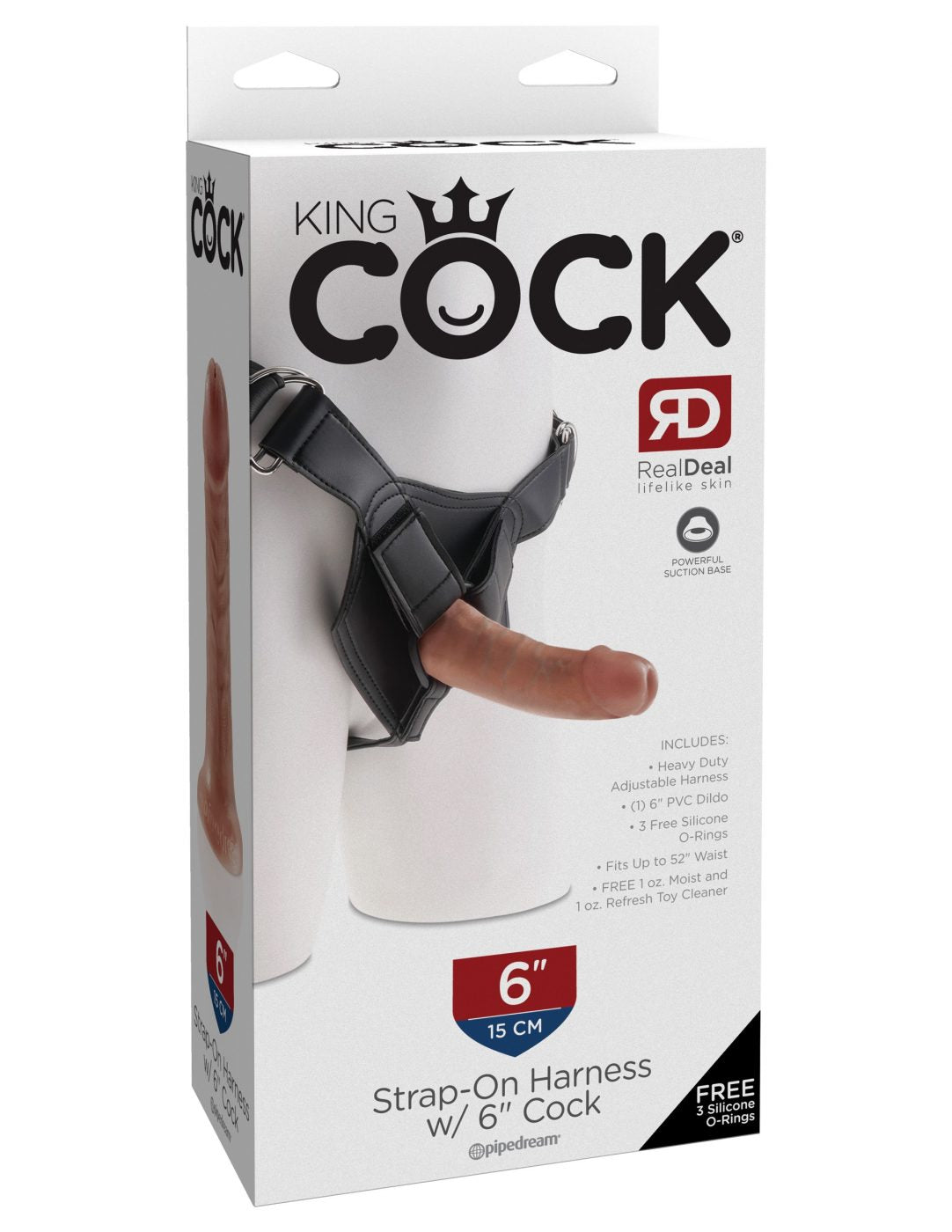 Dildo King Cock  Strap-On Harness With 6" Cock Tan - Cake Sex Shop