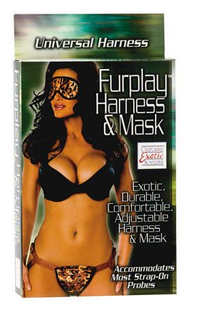 Arnés Furplay Harness & Mask Tiger Brown - Cake Sex Shop