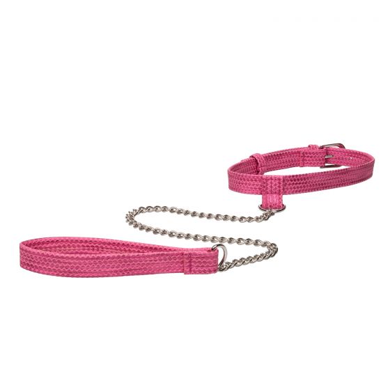 Collar With Leash - Tickle Me Pink - Cake Sex Shop