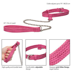 Collar With Leash - Tickle Me Pink - Cake Sex Shop 2 3