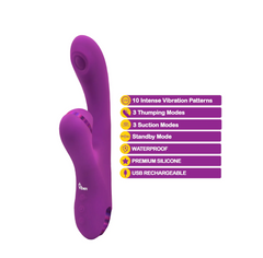 Vibrador sexual Dazzle Berry Rechargeable Thumping and Suction Rabbit Cake Sex Shop Juguetes Sexuales para Adultos