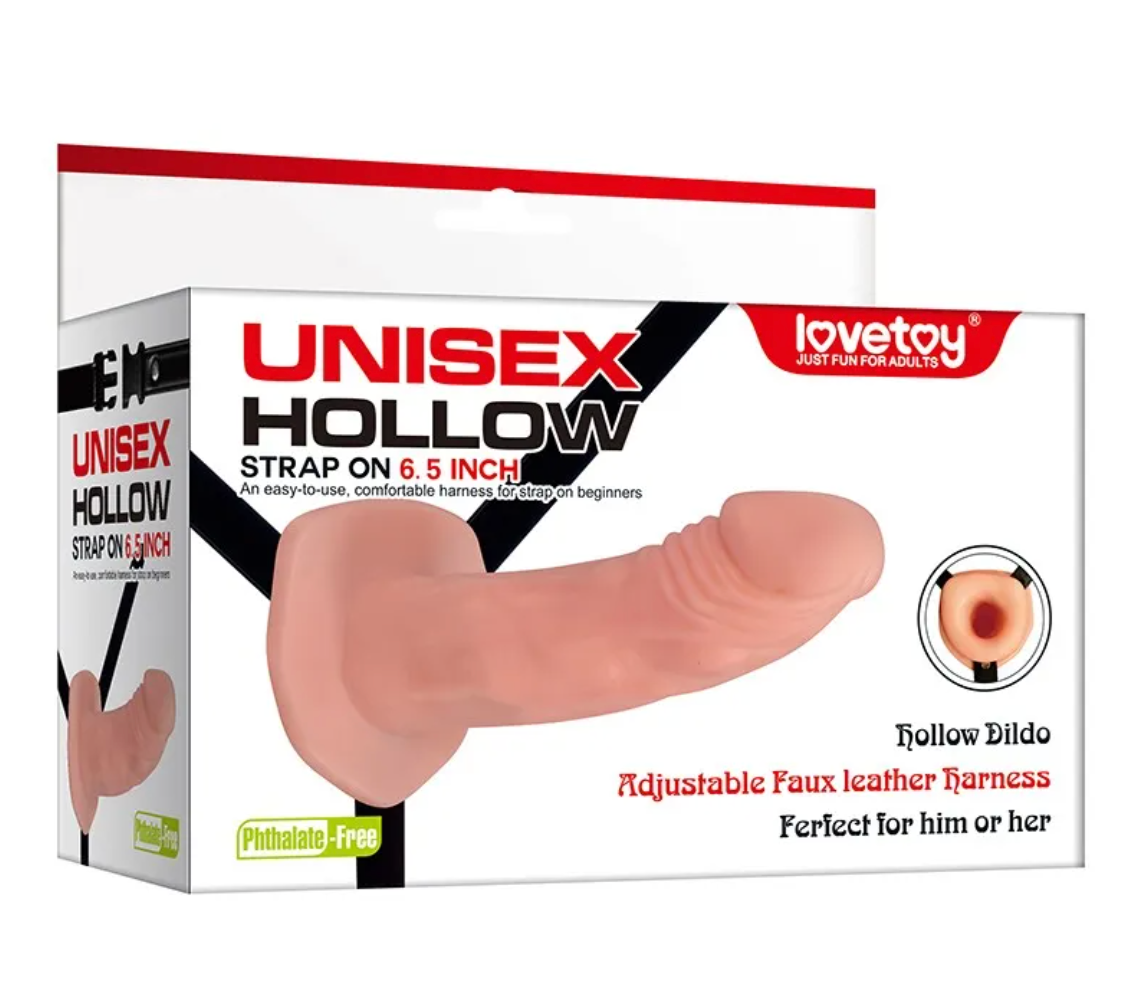 Dildo Arnes LoveToy Unisex Hollow Strap On - 16 cm - Cake Sex Shop