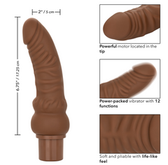 Dildo Rechargeable Power Stud Curvy-6.75"  Brown - Cake Sex Shop 2