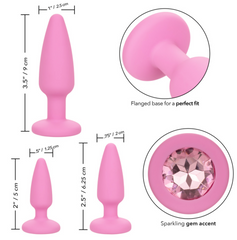 Set Plug First Time Crystal Booty -Pink Calexotics Juguetes Anales Juguete Sexuales Sex Shop Tienda para Adultos