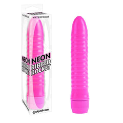 Vibrador Neon Ribbed Rocket - Pink